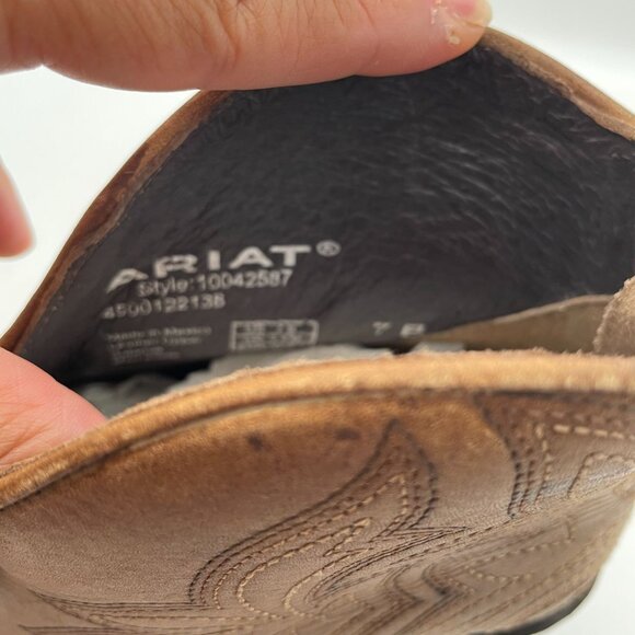 Ariat Layla Western Ankle Boots Naturally Distressed Tan 7B Medium Leather NIB - Picture 13 of 15